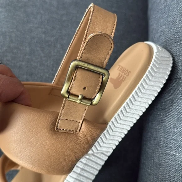 NWOT Sorel Ona Streetworks Go to Flat Sandals Women Honest Beige Sea Salt - Picture 10 of 11